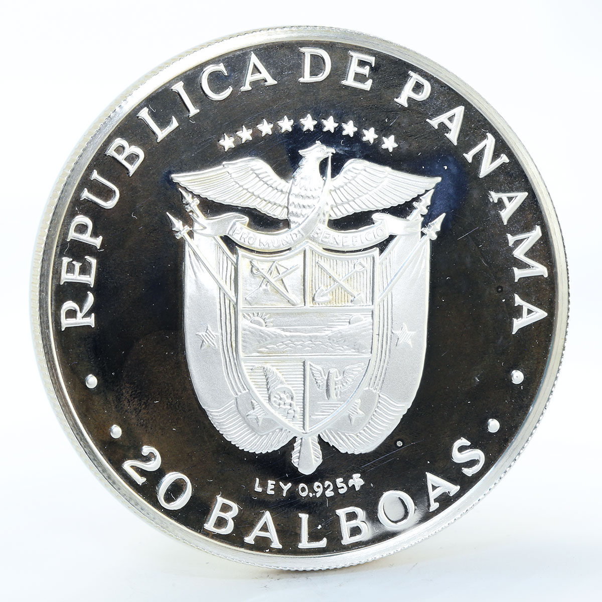 Panama 20 balboas Vasco Nunez de Balboa silver coin 1977