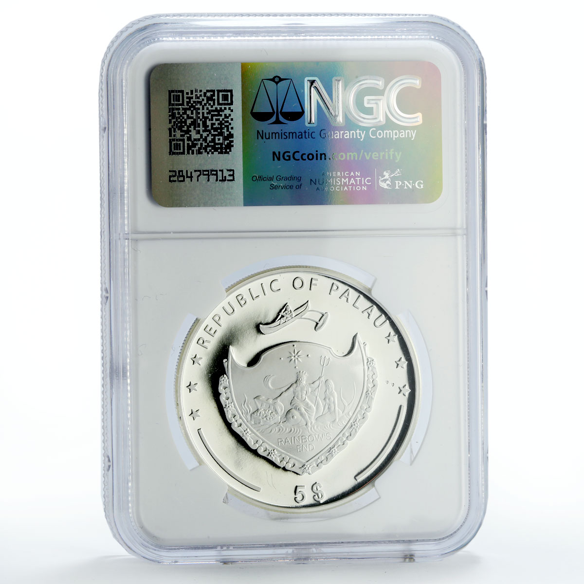 Palau 5 dollars Meteorites Fall Nantan Bulls Space PF67 NGC silver coin 2006