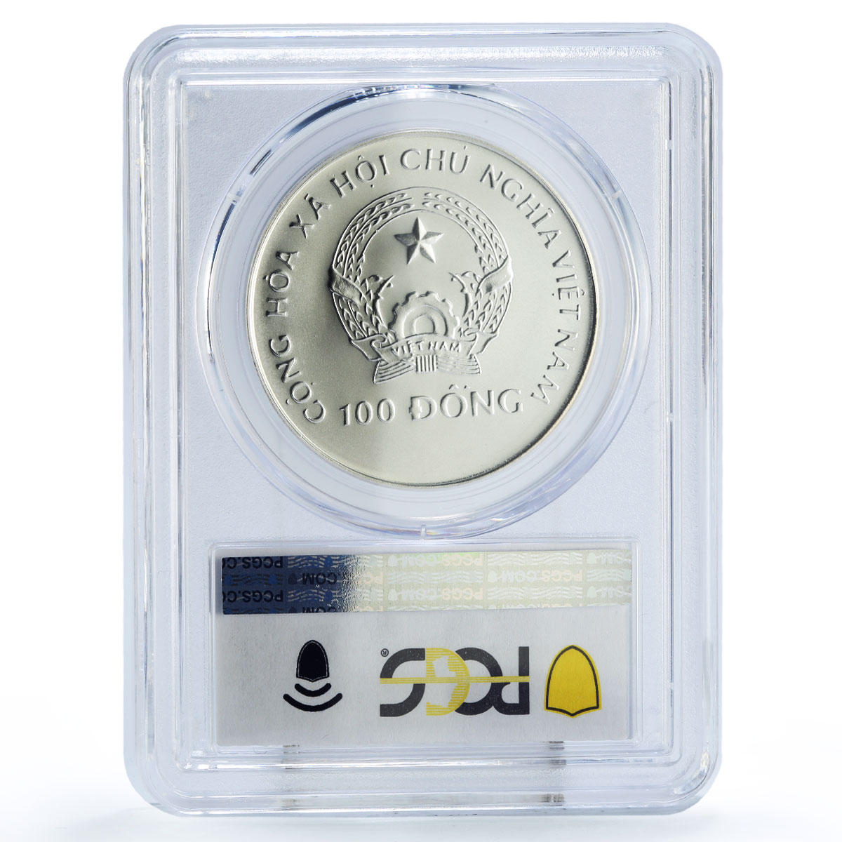 Vietnam 100 dong Seafaring Dragon Boat Ship Large MS69 PCGS silver coin 1988
