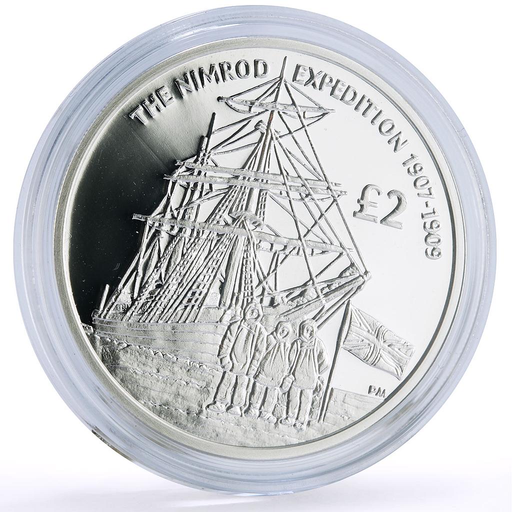 Sandwich Islands 2 pounds Seafaring Nimrod Ship Clipper proof silver coin 2009