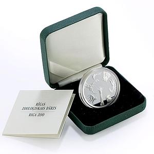 Latvia 1 lats Riga Zoo Elephant Giraffe Crocodile Monkey Fauna silver coin 2012