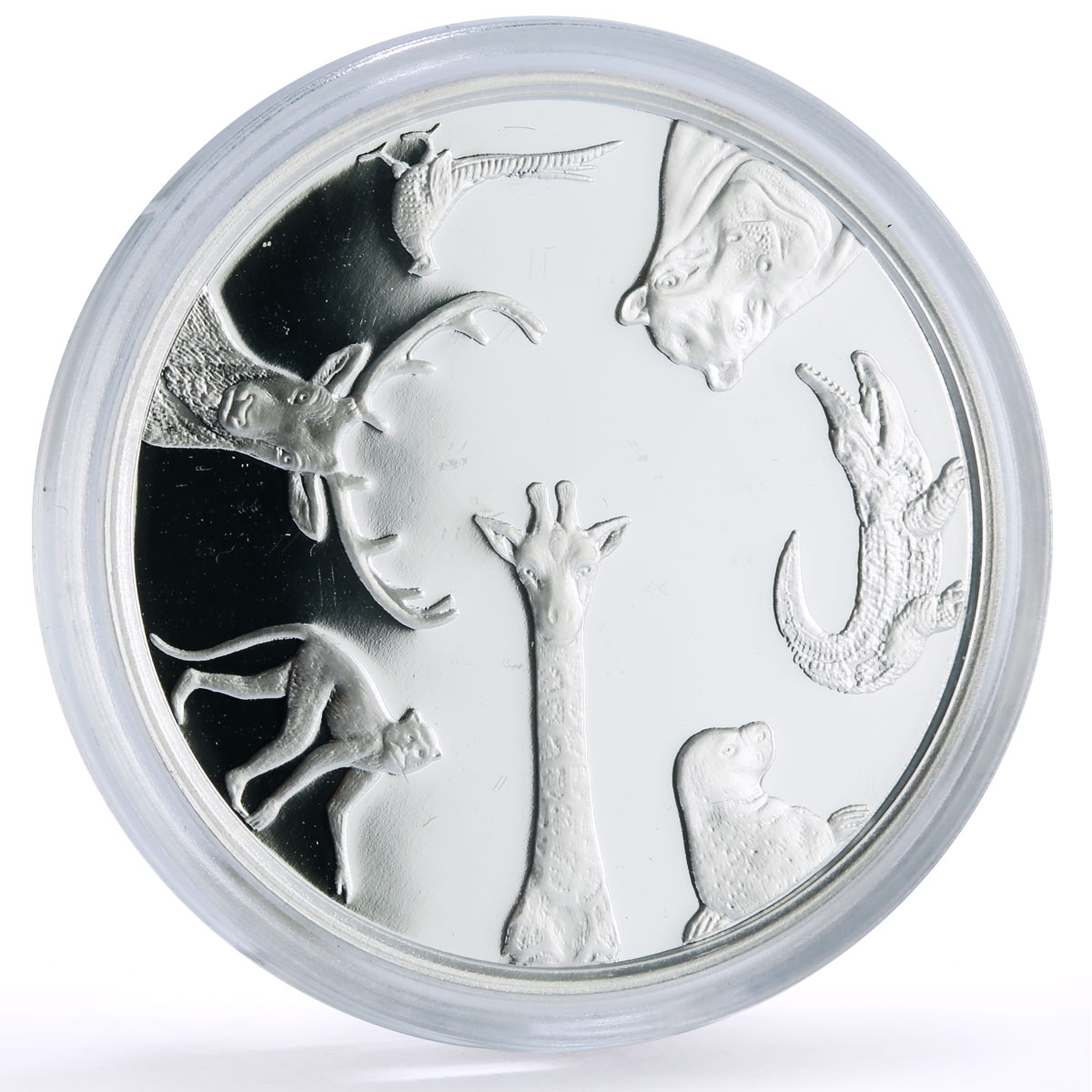 Latvia 1 lats Riga Zoo Elephant Giraffe Crocodile Monkey Fauna silver coin 2012