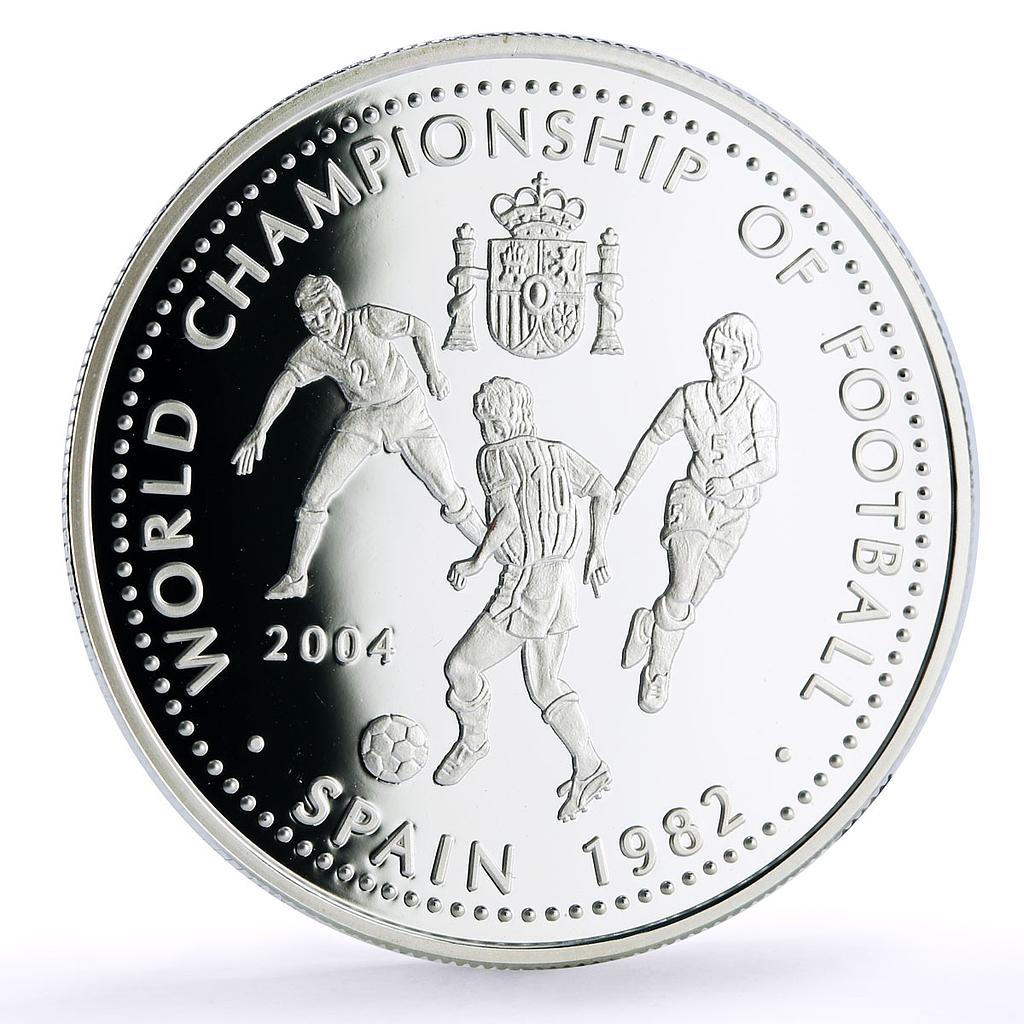 Mongolia 500 togrog Football World Cup in Spain Players proof silver coin 2004