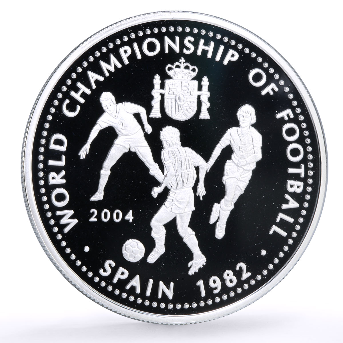 Mongolia 500 togrog Football World Cup in Spain Players proof silver coin 2004