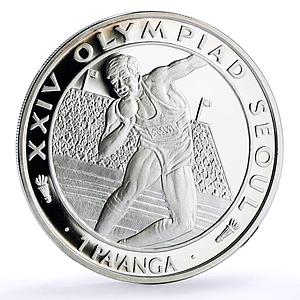 Tonga 1 paanga Seoul Summer Olympic Games Shot Put proof silver coin 1988