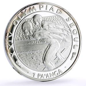Tonga 1 paanga Seoul Summer Olympic Games Swimming proof silver coin 1988