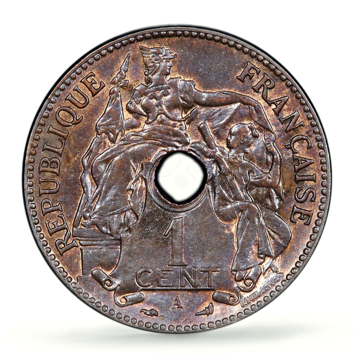 French Indochina 1 cent Regular Coinage Paris Mint MS64 PCGS bronze coin 1898
