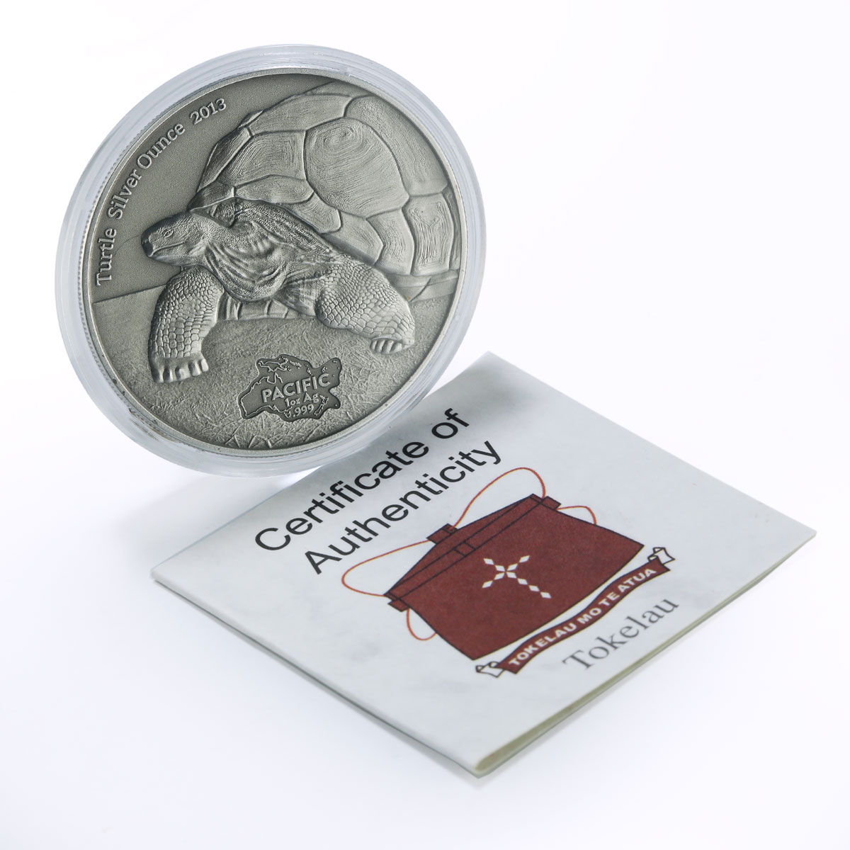 Tokelau 5 dollars Pacific Ounce Wildlife Giant Turtle Fauna silver coin 2013