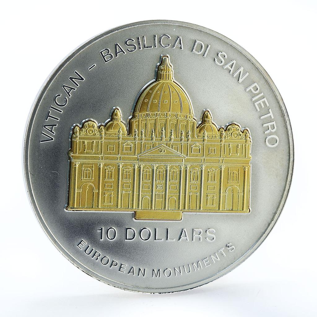 Nauru 10 dollars Vatican San Pietro silver coin 2003