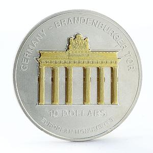 Nauru 10 dollars Brandenburg Gate silver coin 2002
