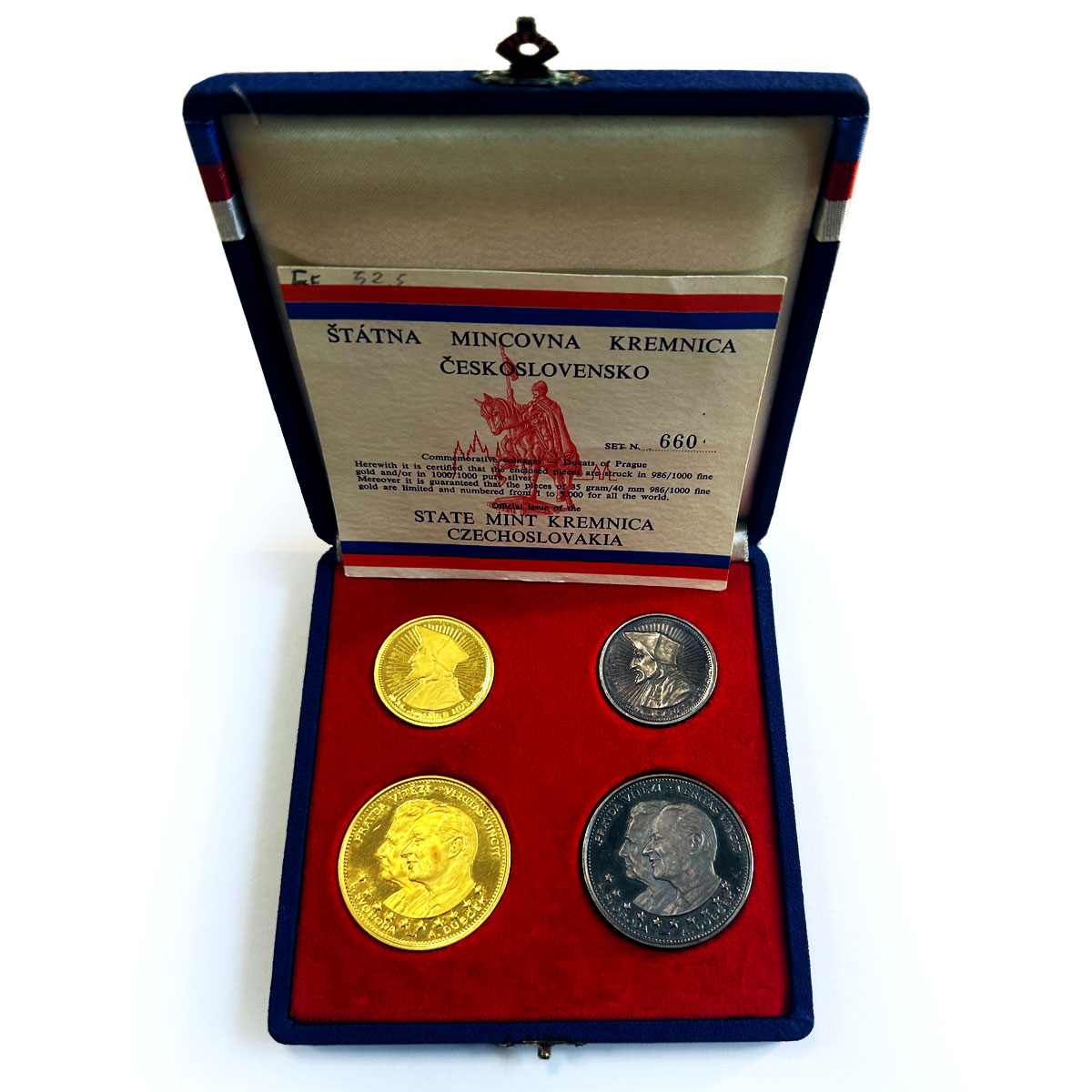 Czechoslovakia Set Prague Ducats Dubcek Jan Hus proof gold silver medals 1968
