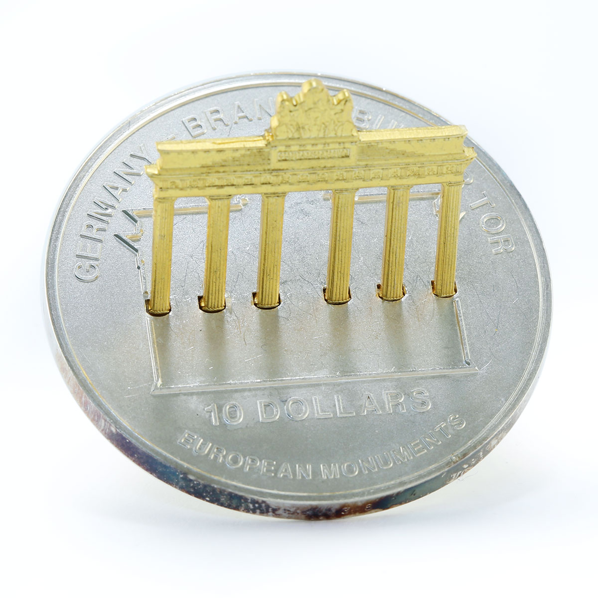 Nauru 10 dollars Brandenburg Gate silver coin 2002