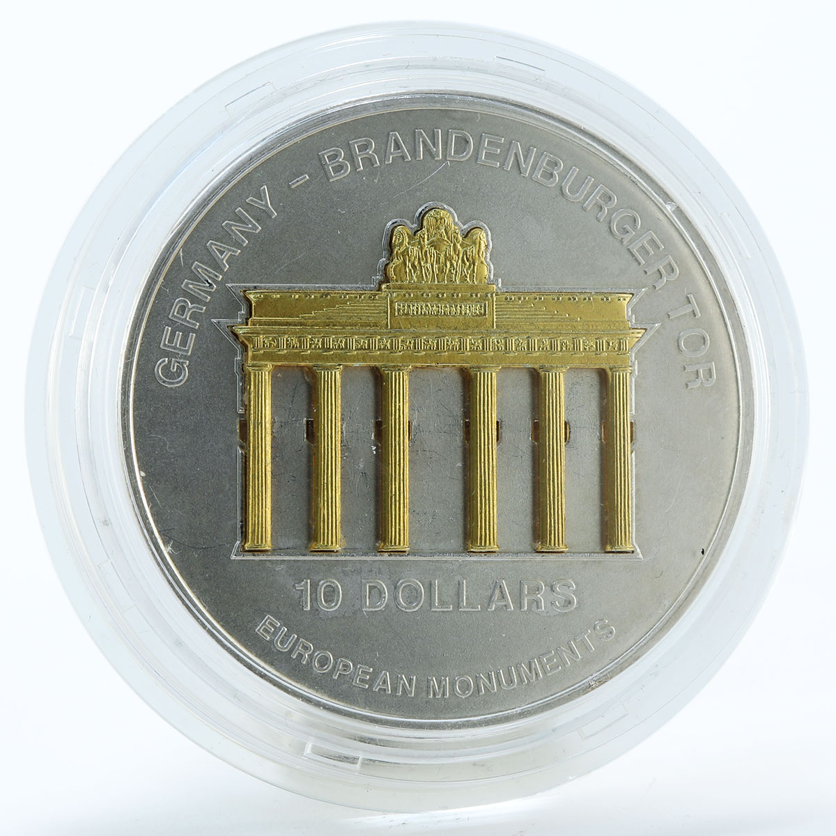 Nauru 10 dollars Brandenburg Gate silver coin 2002