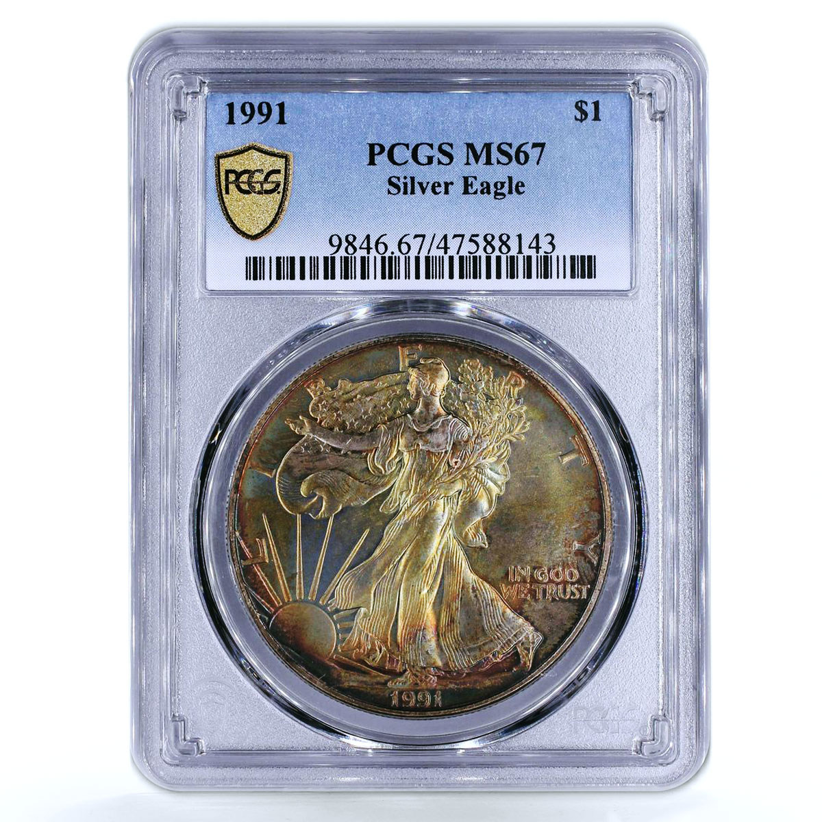 United States 1 dollar Silver Eagle Walking Liberty MS67 PCGS silver coin 1991