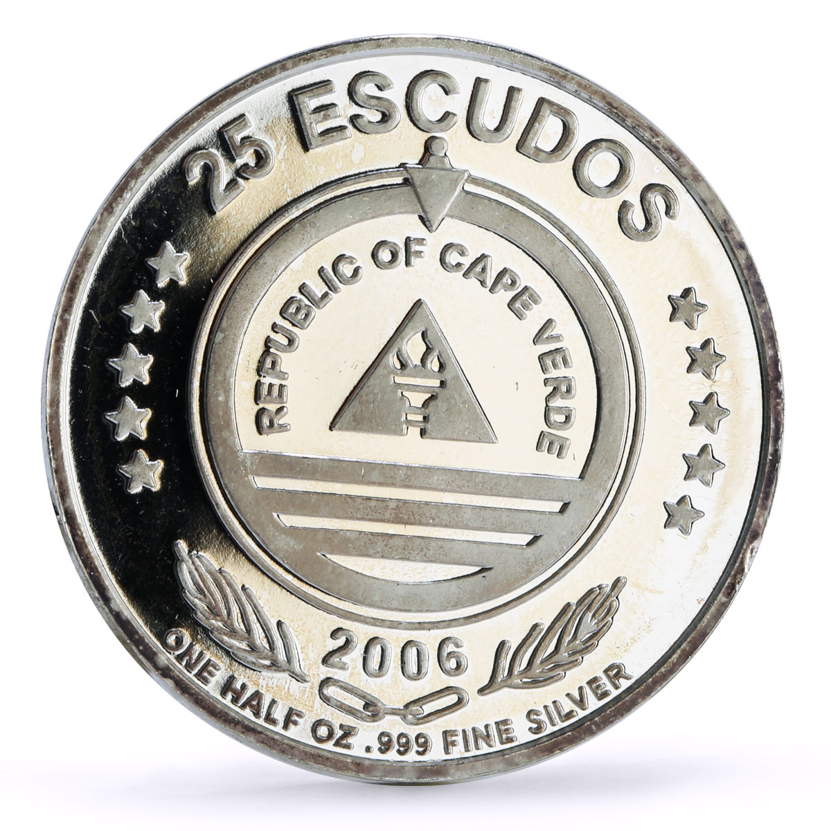 Cape Verde 25 escudos Christianity Saints Jesus Christ proof silver coin 2006