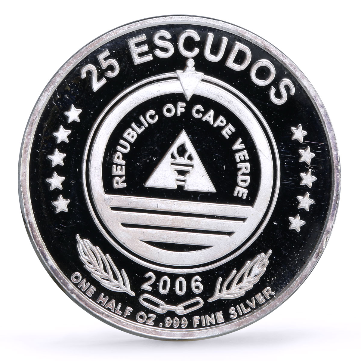 Cape Verde 25 escudos Christianity Saints Jesus Christ proof silver coin 2006