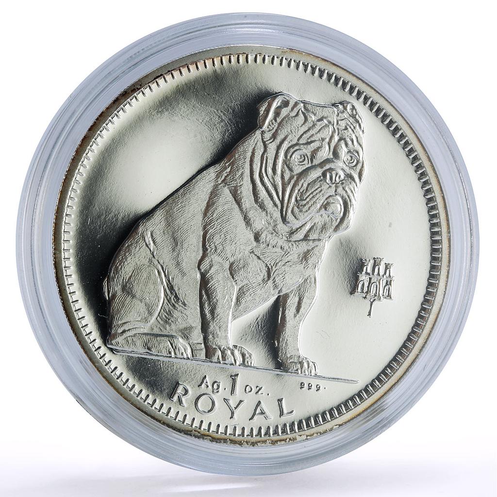 Gibraltar 1 royal Home Pets Animals Bulldog Dog KM-365a proof silver coin 1996