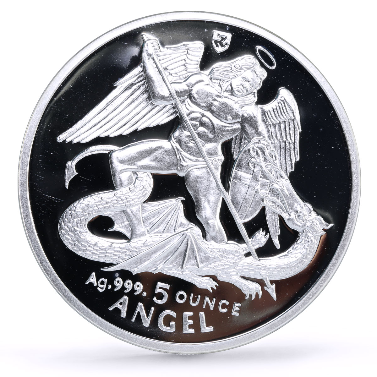 Isle of Man 5 angel Archangel Michael Dragon Slaying 5 oz proof silver coin 1995