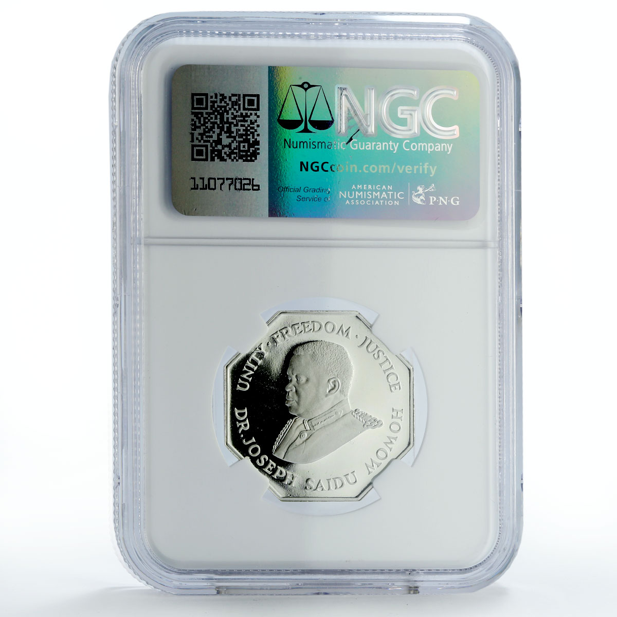 Sierra Leone 1 leone Independence Freetown Bicentenary PF69 NGC silver coin 1987