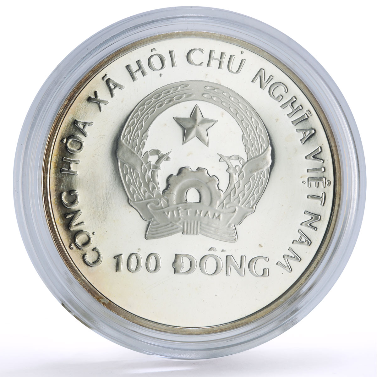 Vietnam 100 dong Seafaring Dragon Boat Ship Large proof silver coin 1988