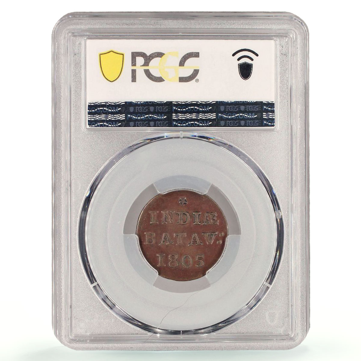 Netherlands East Indies 1 duit Regular Coinage KM-76 AU55 PCGS copper coin 1805