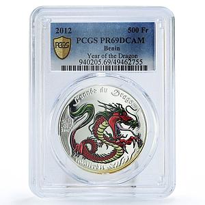 Benin 500 francs Lunar Calendar Dragon Year Red PR69 PCGS silver coin 2012