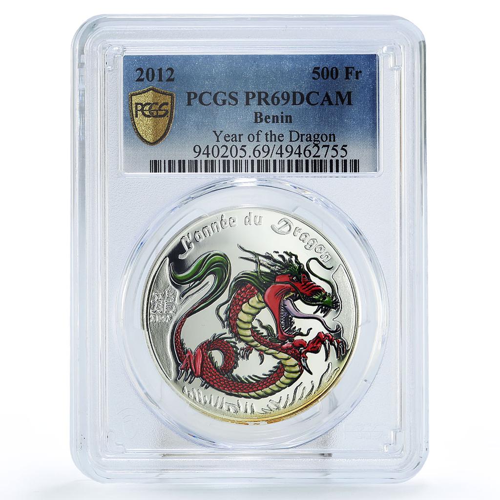 Benin 500 francs Lunar Calendar Dragon Year Red PR69 PCGS silver coin 2012
