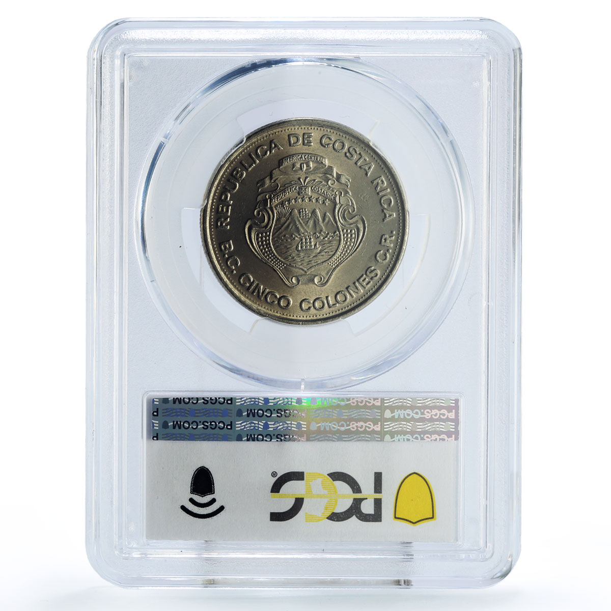 Costa Rica 5 colones Central Bank 25th Anniversary MS63 PCGS nickel coin 1975