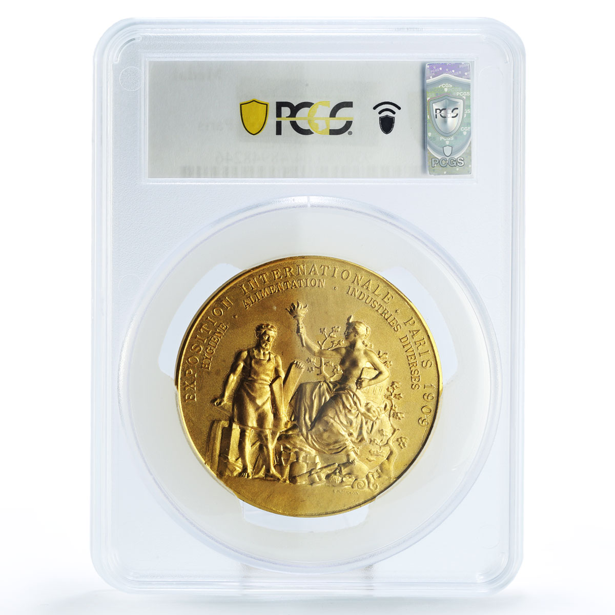 France Paris International Expo Gilt SP64 PCGS bronze token medal coin 1909