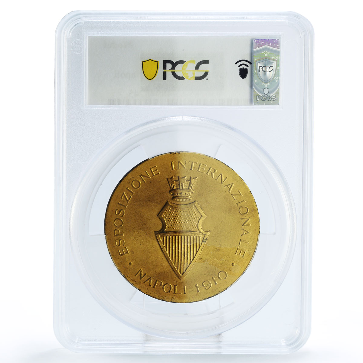 Italy Napoli International Expo Vittorio III Gilt SP65 PCGS copper medal 1910