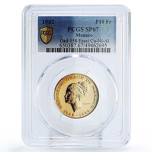 Monaco 10 francs Princess Grace ESSAI PATTERN TRIAL SP67 PCGS CuNi coin 1982