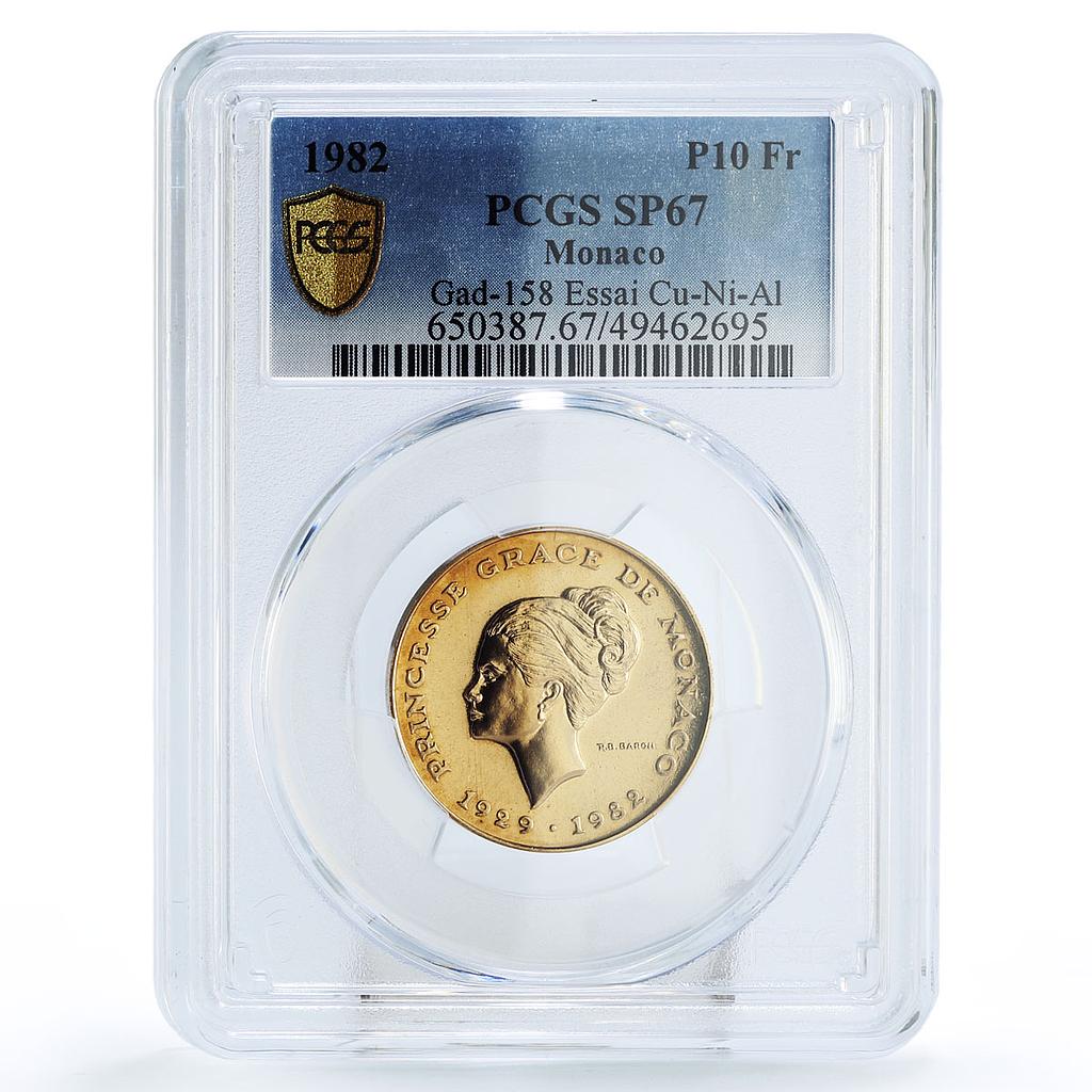 Monaco 10 francs Princess Grace ESSAI PATTERN TRIAL SP67 PCGS CuNi coin 1982