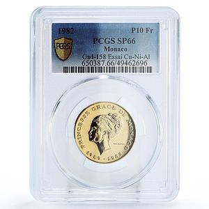 Monaco 10 francs Princess Grace ESSAI PATTERN TRIAL SP66 PCGS CuNi coin 1982