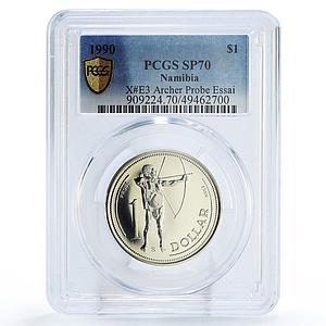 Namibia 1 dollar Independence Archer TRIAL ESSAI X#E3 SP70 PCGS CuNi coin 1990
