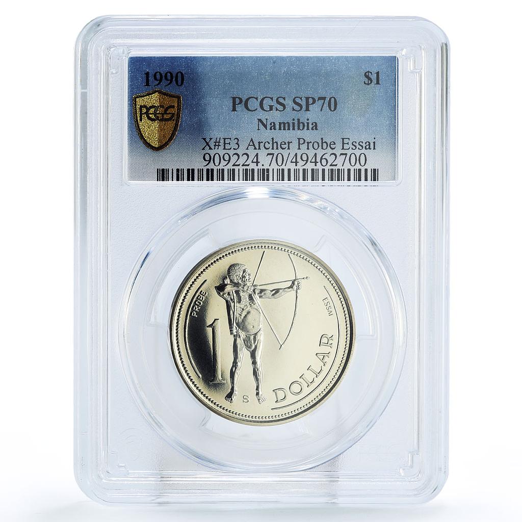 Namibia 1 dollar Independence Archer TRIAL ESSAI X#E3 SP70 PCGS CuNi coin 1990