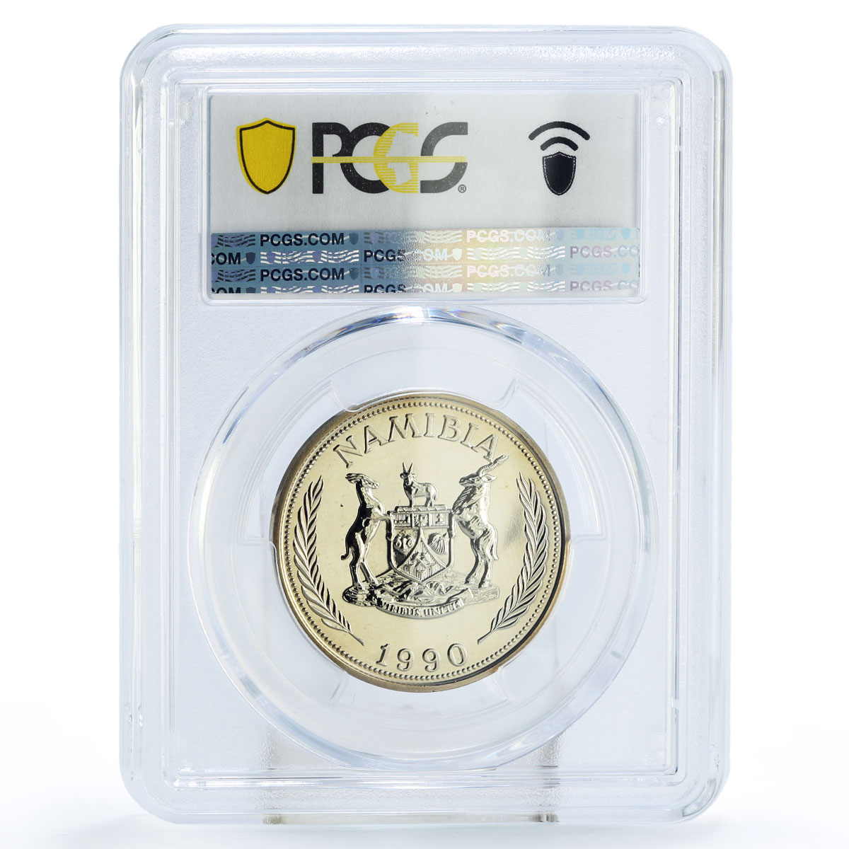 Namibia 1 mark Independence Lion TRIAL ESSAI X#E5 SP69 PCGS CuNi coin 1990