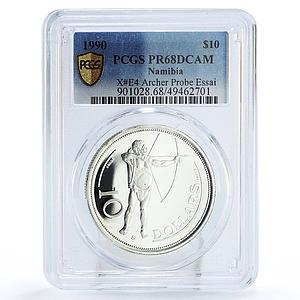 Namibia 10 dollars Independence Archer ESSAI X#E4 PR68 PCGS silver coin 1990