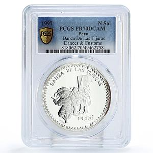 Peru 1 sol Ibero-American Dances Danza de las Tijeras PR70 PCGS silver coin 1997
