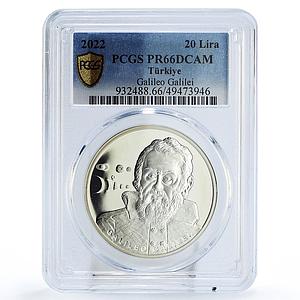 Turkey 20 lira Galileo Galilei Solar System Space PR66 PCGS silver coin 2022