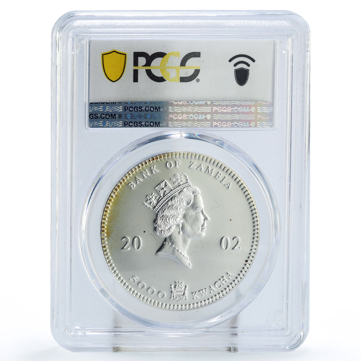 Zambia 5000 kwacha African Wildlife Elephants Fauna MS68 PCGS silver coin 2002