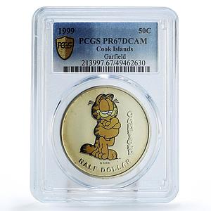 Cook Islands 1/2 dollar 50 cents Cartoons Garfield Cat PR67 PCGS CuNi coin 1999