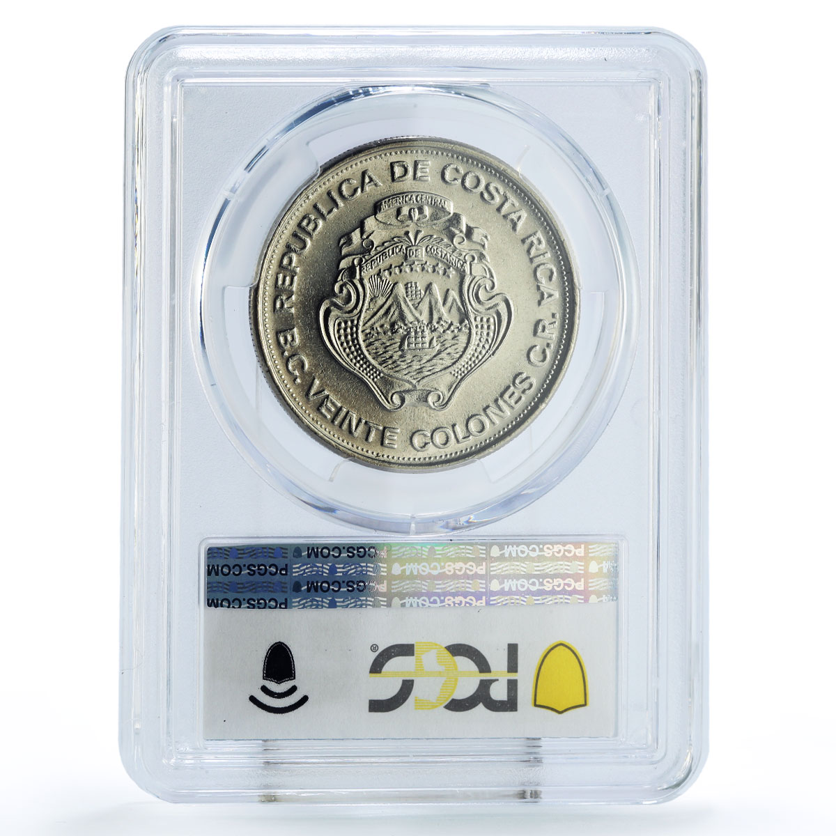 Costa Rica 20 colones Central Bank 25th Anniversary MS61 PCGS nickel coin 1975