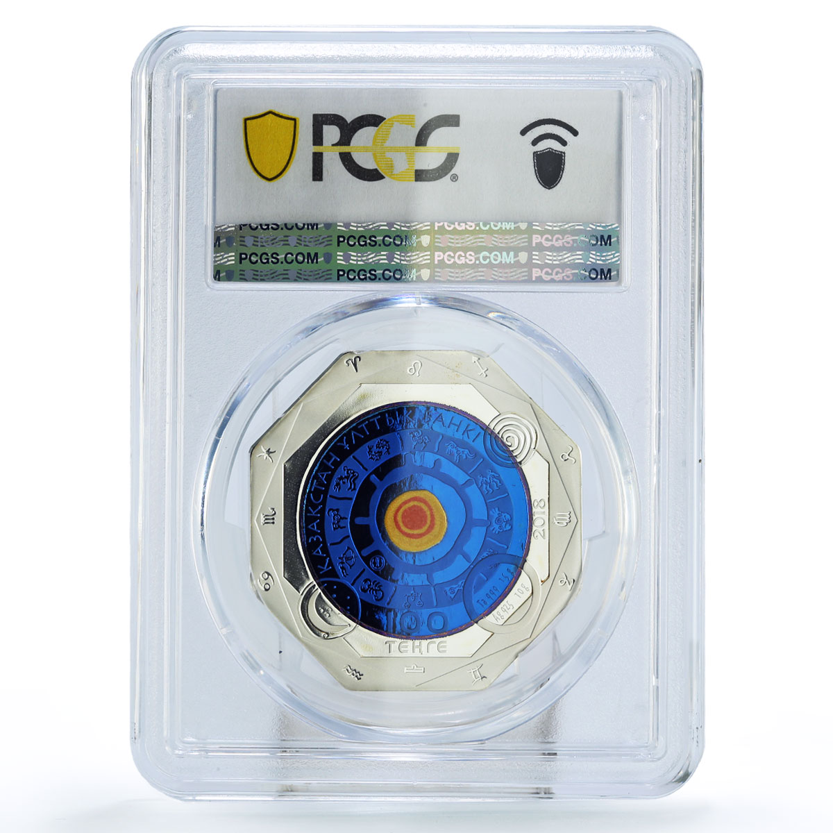 Kazakhstan 100 tenge Zodiac Signs Series Pisces PR70 PCGS bimetal AgTa coin 2018
