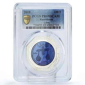 Kazakhstan 100 tenge Zodiac Signs Series Libra PR69 PCGS bimetal AgTa coin 2018