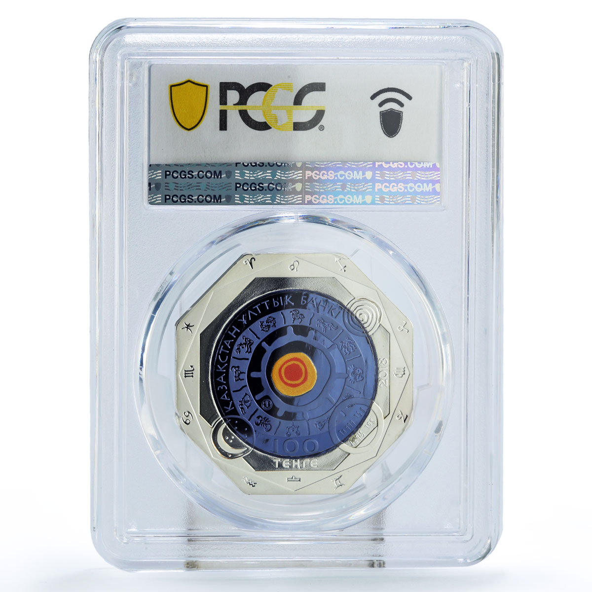 Kazakhstan 100 tenge Zodiac Signs Series Libra PR69 PCGS bimetal AgTa coin 2018