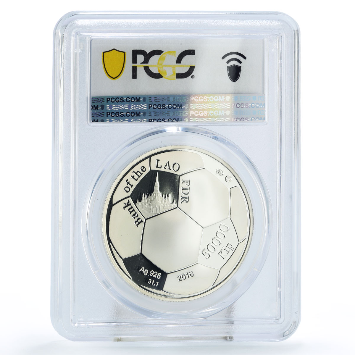 Laos 50000 kip Lunar Calendar Year of Dog Puppy Ball PL69 PCGS silver coin 2018