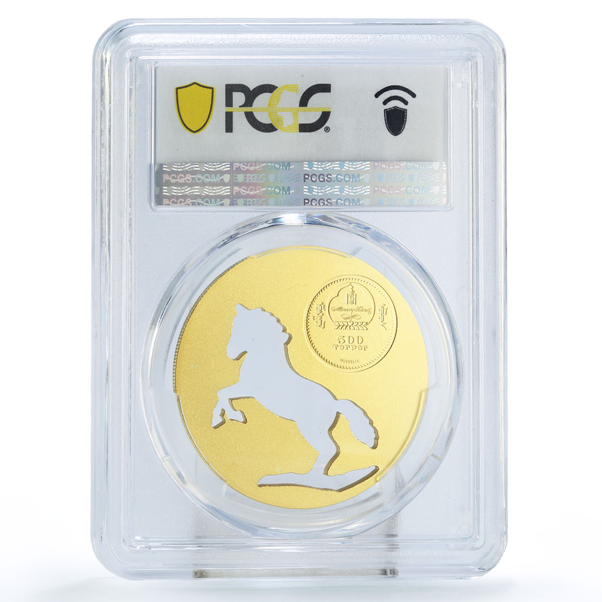 Mongolia 500 togrog Conservation Wildlife Horse Gilt MS69 PCGS silver coin 2014