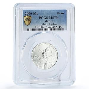 Mexico 1/4 onza Libertad Angel of Independence MS70 PCGS silver coin 2006