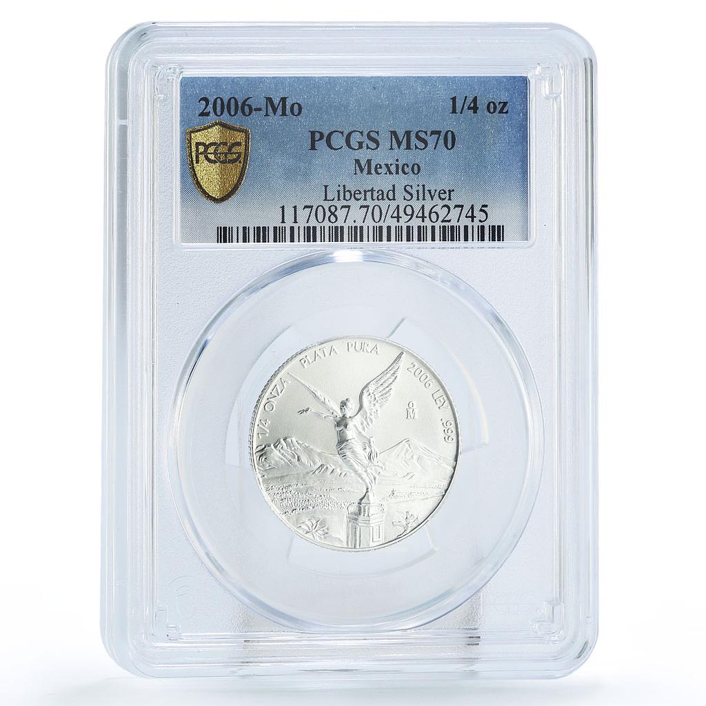 Mexico 1/4 onza Libertad Angel of Independence MS70 PCGS silver coin 2006 Mexico 1/4 onza Libertad Angel of Independence MS70 PCGS silver coin 2006
