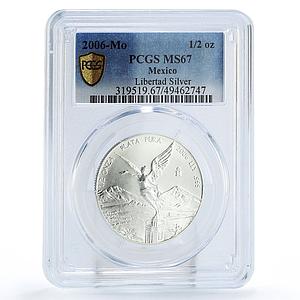 Mexico 1/2 onza Libertad Angel of Independence MS67 PCGS silver coin 2006